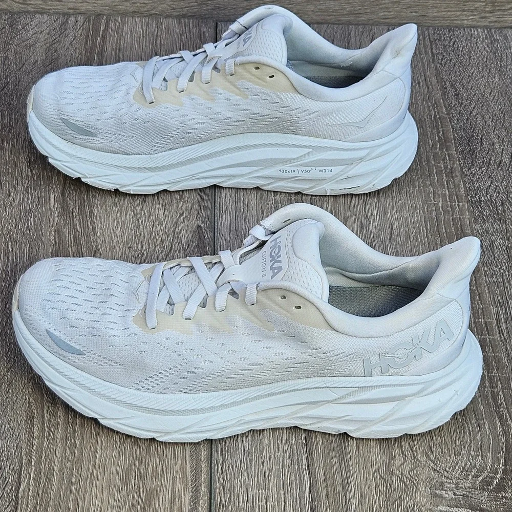 Hoka One One Clifton 8 Womens Running Shoes White Cream 1119394 WWH Size 8B